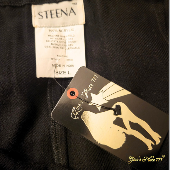 STEENA Womens Indian Embroidery Accents Drawstring Waist Black Maxi Skirt Size L - Picture 6 of 11